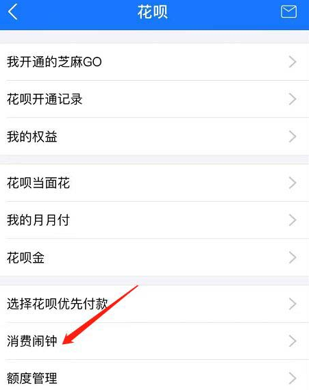 支付宝怎么设置花呗消费闹钟